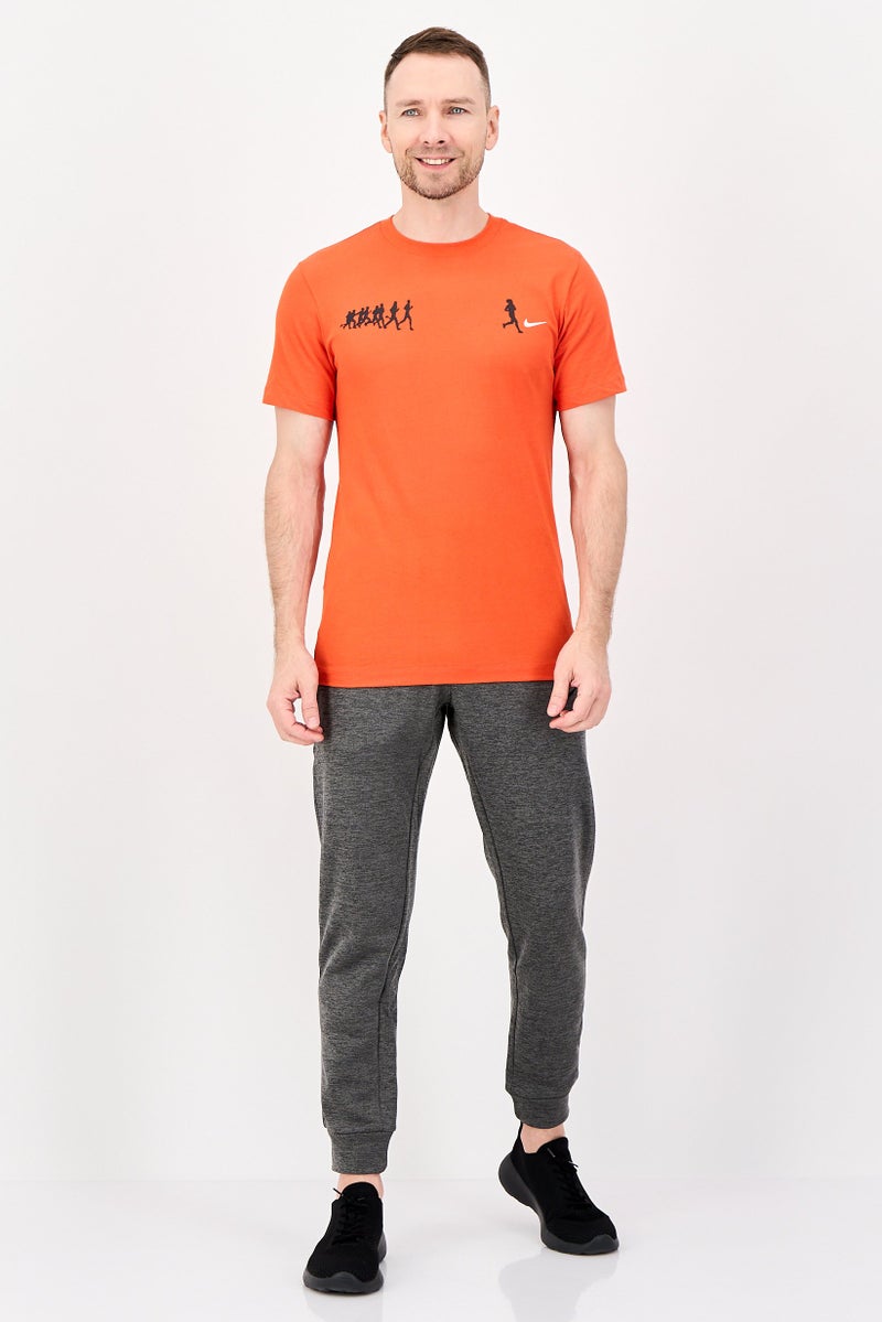 Nike Men Dri Fit Short Sleeve Running T-Shirt, Tomato Red - Image 2